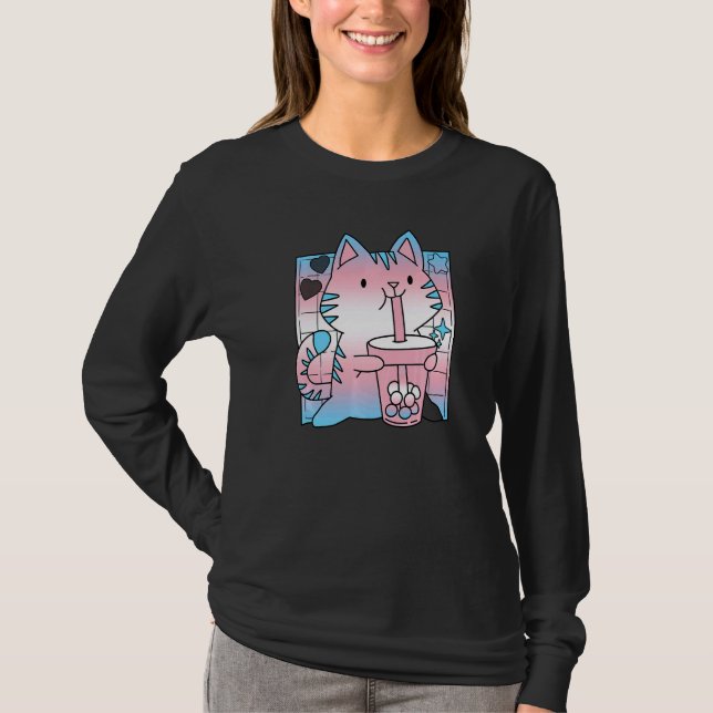 Trans Pride Cat  Cat Mom Lgbt Gay Lgbtq Pride Mont T-Shirt (Front)