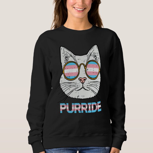 Trans Pride Cat Purride Transgender Flag Lgbt Men  Sweatshirt (Front)