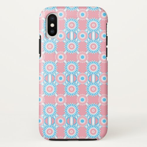 Trans pride colors  pink mirror flower pattern Ca iPhone X Case