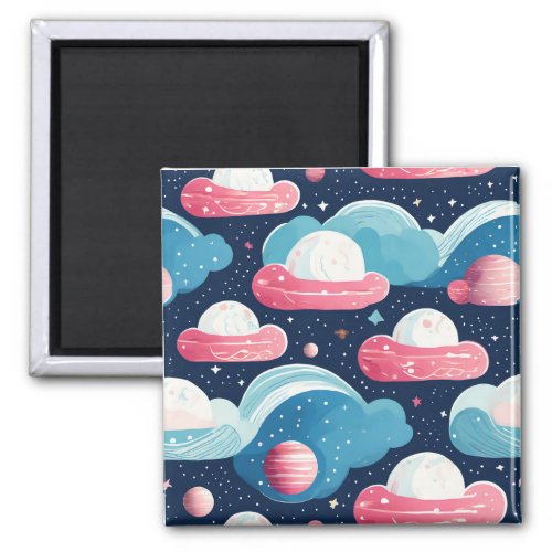 Trans Pride Cute Abstract Galaxy Planets Magnet