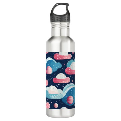 Trans Pride Cute Abstract Galaxy Planets Stainless Steel Water Bottle