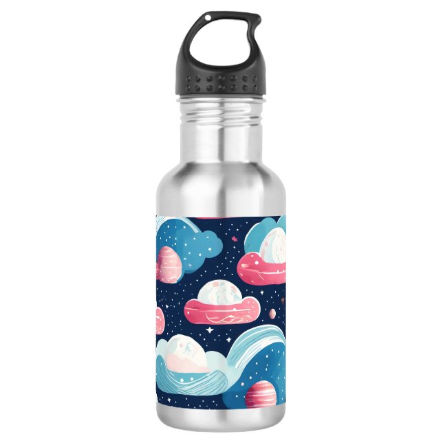 Trans Pride Cute Abstract Galaxy Planets Stainless Steel Water Bottle (Front)