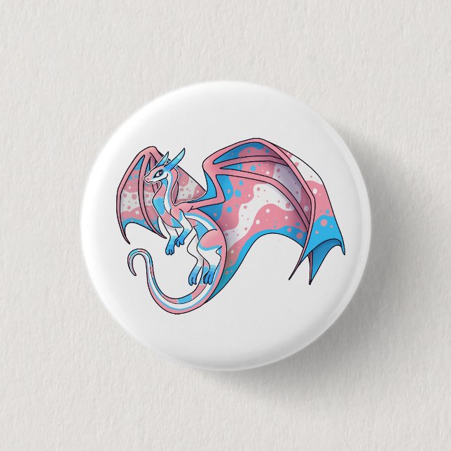 Trans Pride Dragon Button (Front)