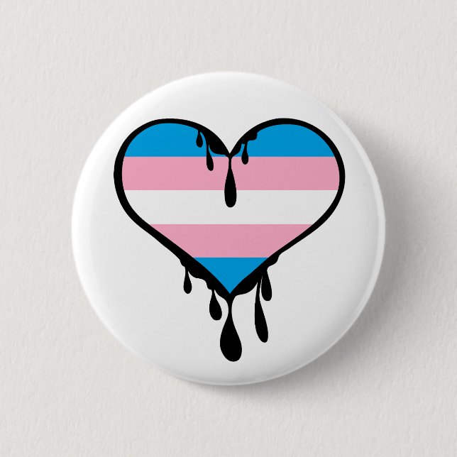Trans Pride Dripping Heart Button (Front)