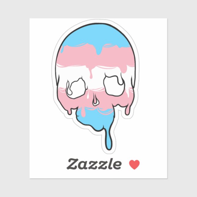 Trans Pride Dripping Skull Sticker (Sheet)
