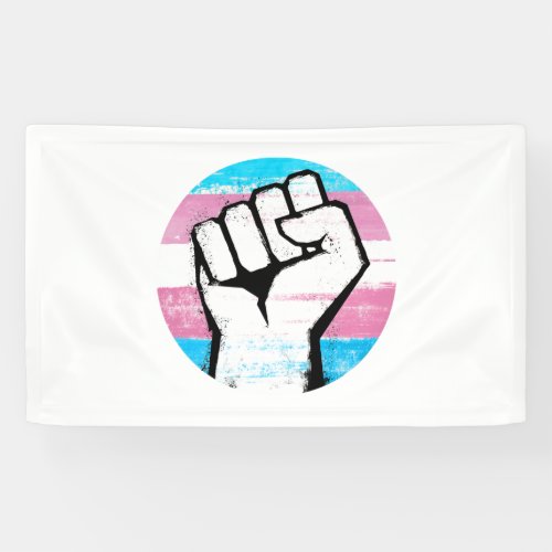 Trans Pride Fist Circle Print Banner