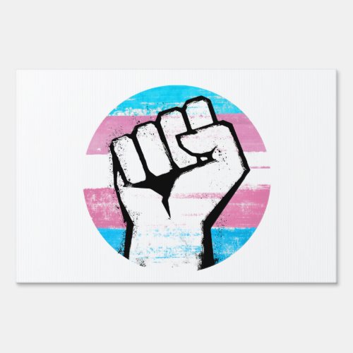 Trans Pride Fist Circle Print Sign