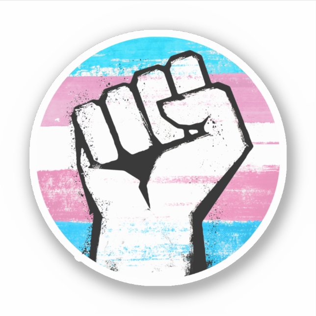 Trans Pride Fist Circle Print Sticker (Front)
