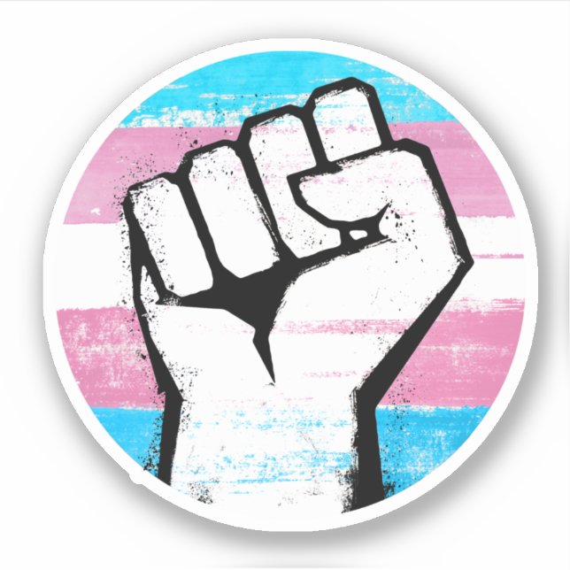 Trans Pride Fist Circle Print Sticker (Front)