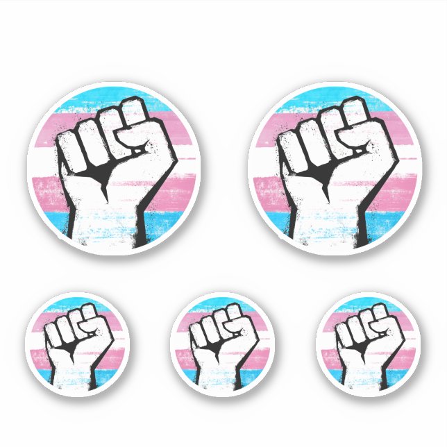 Trans Pride Fist Circle Print Sticker (Front)