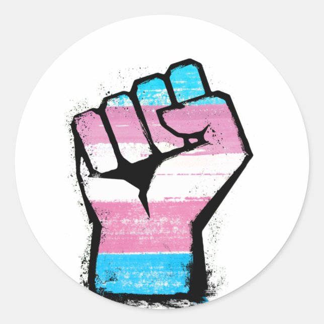 Trans Pride Fist Classic Round Sticker (Front)