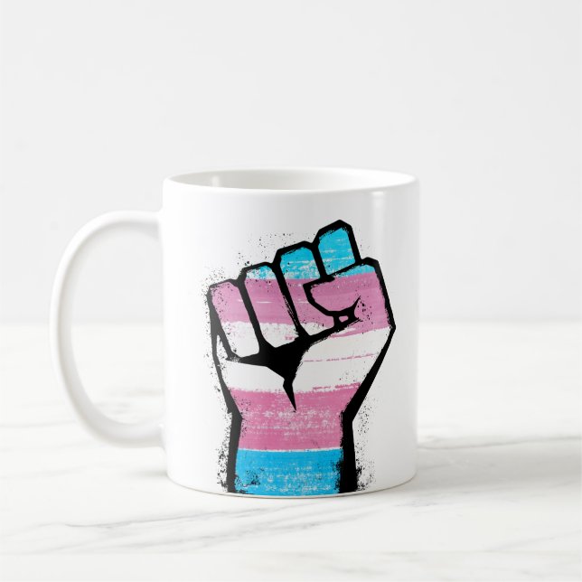 Trans Pride Fist Coffee Mug (Left)