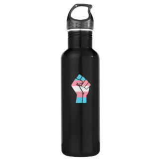 Trans Pride Fist Design for Equality Stainless Steel Water Bottle