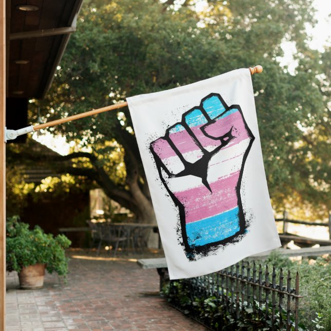 Trans Pride Fist House Flag (In SItu)