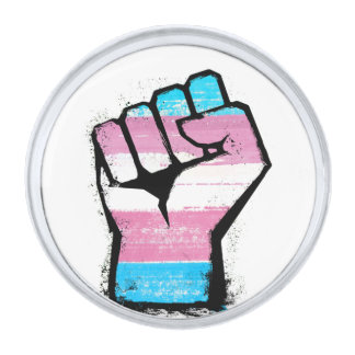 Trans Pride Fist Silver Finish Lapel Pin