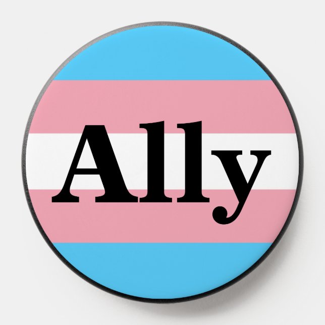 Trans Pride Flag Ally in Black  PopSocket (Popsocket)