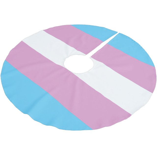Trans Pride Flag Brushed Polyester Tree Skirt (Angled)