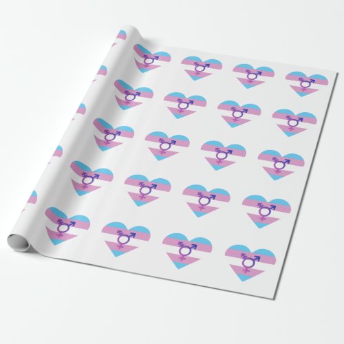 Trans Pride Flag Heart Wrapping Paper