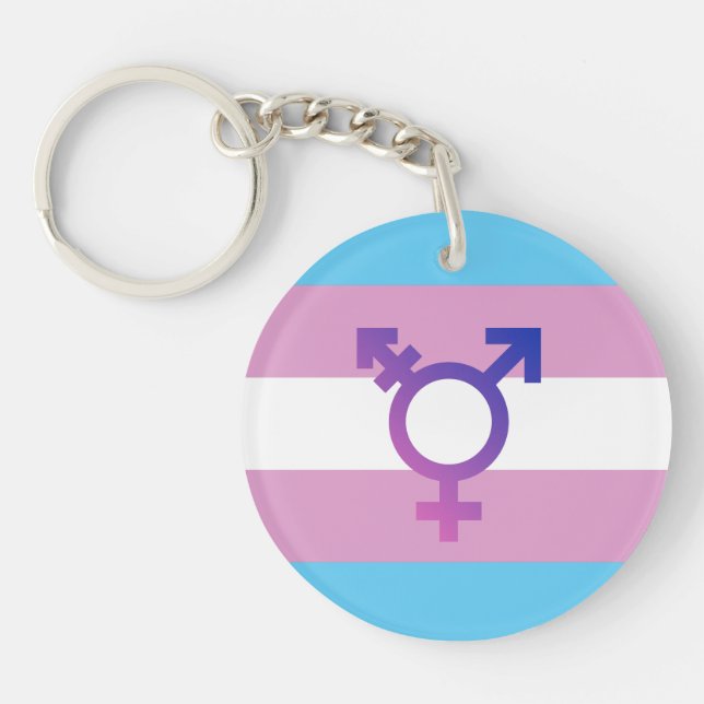 Trans Pride Flag Keychain (Front)
