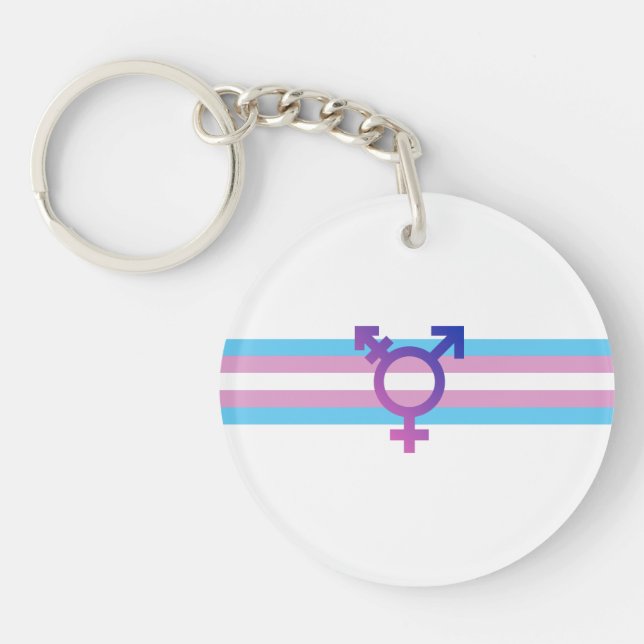 Trans Pride Flag Keychain (Front)