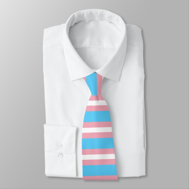 Trans Pride Flag Neck Tie (Tied)