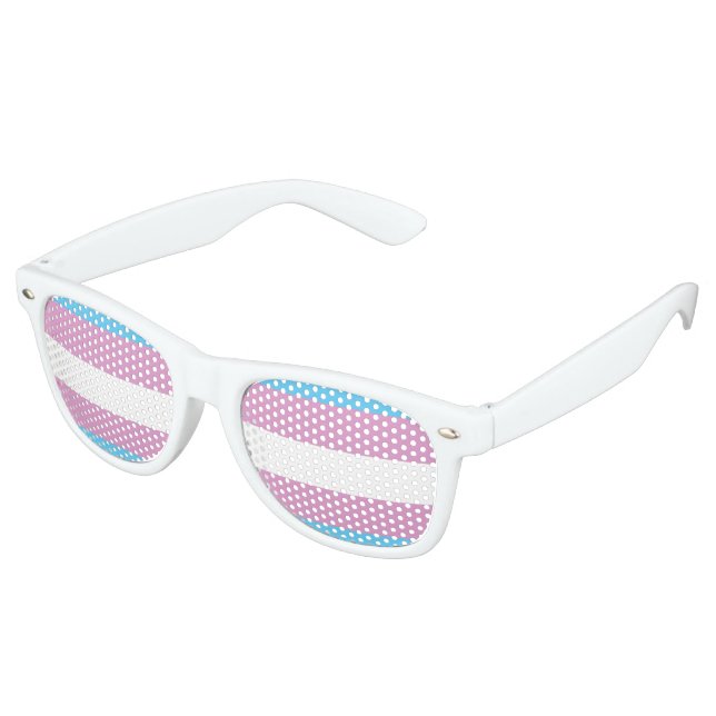 Trans Pride Flag Retro Sunglasses (Angled)