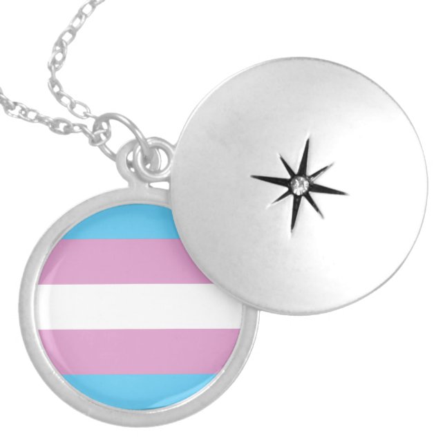 Trans Pride Flag Silver Plated Necklace (Front)