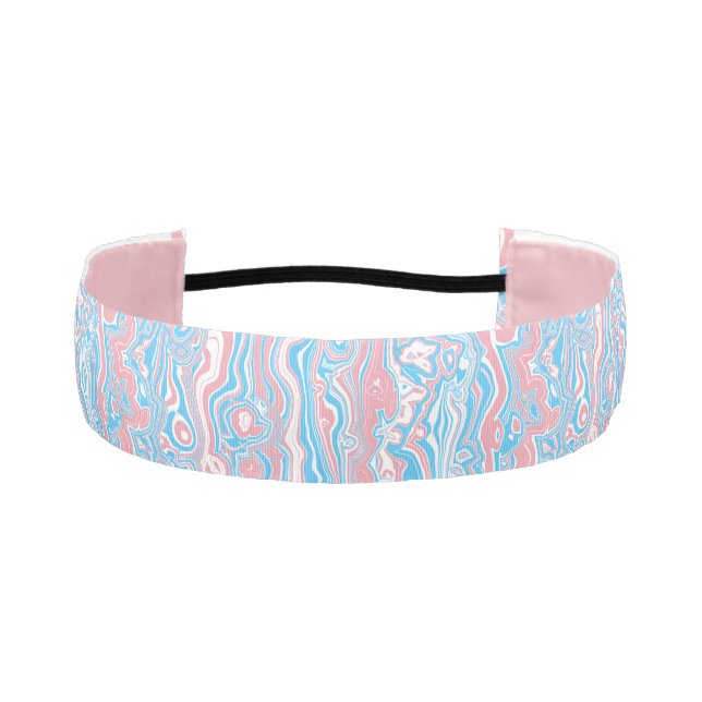 Trans Pride Flag Trippy Boho Groovy Wavy Stripes Athletic Headband (Front)