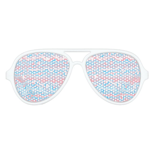 Trans Pride Flag Trippy Boho Groovy Wavy Stripes Aviator Sunglasses (Front)
