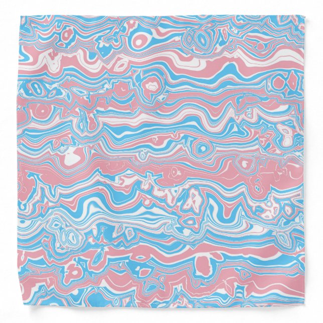 Trans Pride Flag Trippy Boho Groovy Wavy Stripes Bandana (Front)