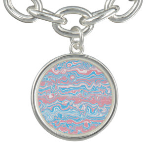 Trans Pride Flag Trippy Boho Groovy Wavy Stripes Bracelet