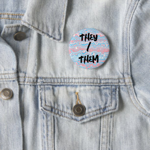 Trans Pride Flag Trippy Boho Groovy Wavy Stripes Button