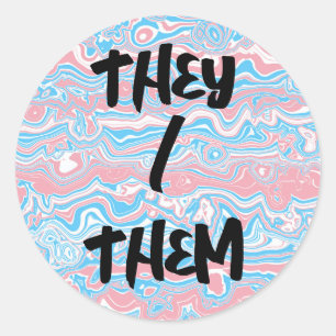 Trans Pride Flag Trippy Boho Groovy Wavy Stripes Classic Round Sticker