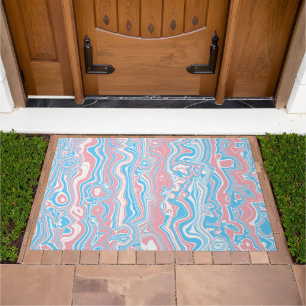 Trans Pride Flag Trippy Boho Groovy Wavy Stripes Doormat