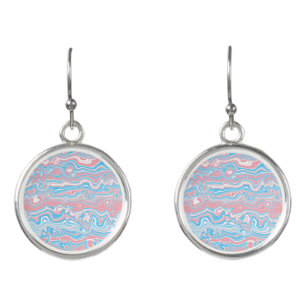 Trans Pride Flag Trippy Boho Groovy Wavy Stripes Earrings
