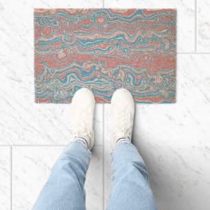 Trans Pride Flag Trippy Boho Groovy Wavy Stripes Fiber Doormat