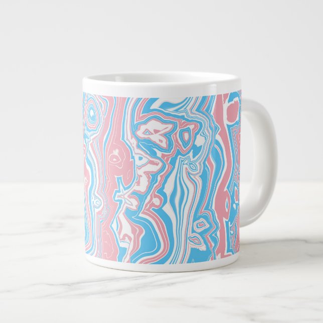 Trans Pride Flag Trippy Boho Groovy Wavy Stripes Giant Coffee Mug (Front Right)