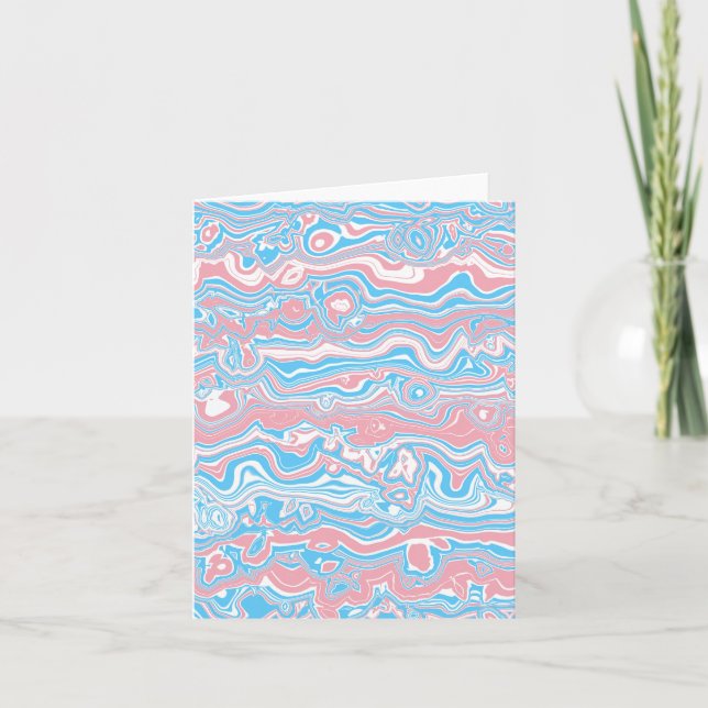 Trans Pride Flag Trippy Boho Groovy Wavy Stripes Letterpress Thank You Card (Front)