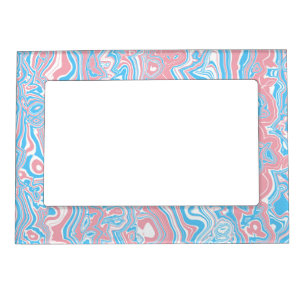 Trans Pride Flag Trippy Boho Groovy Wavy Stripes Magnetic Frame