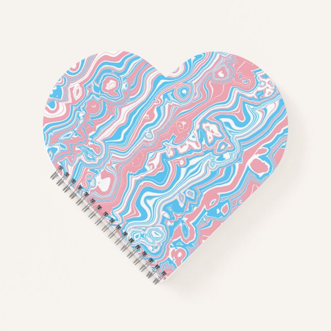 Trans Pride Flag Trippy Boho Groovy Wavy Stripes Notebook (Front)