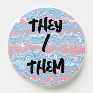 Trans Pride Flag Trippy Boho Groovy Wavy Stripes PopSocket