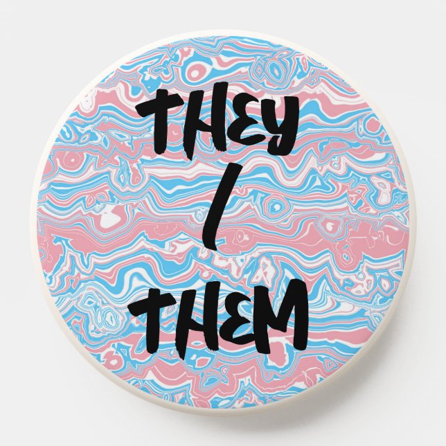 Trans Pride Flag Trippy Boho Groovy Wavy Stripes PopSocket (Popsocket)