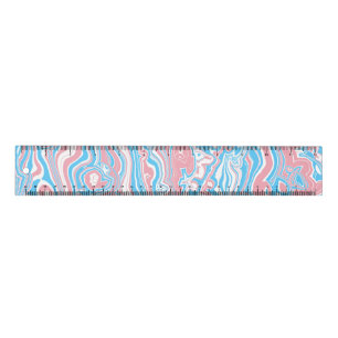 Trans Pride Flag Trippy Boho Groovy Wavy Stripes Ruler