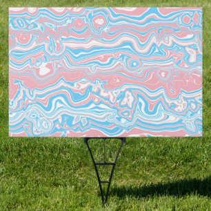Trans Pride Flag Trippy Boho Groovy Wavy Stripes Sign