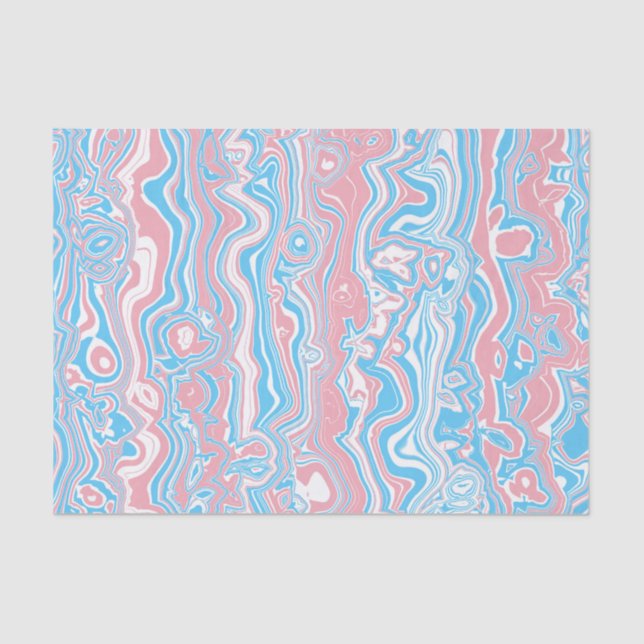 Trans Pride Flag Trippy Boho Groovy Wavy Stripes Tissue Paper (Front)