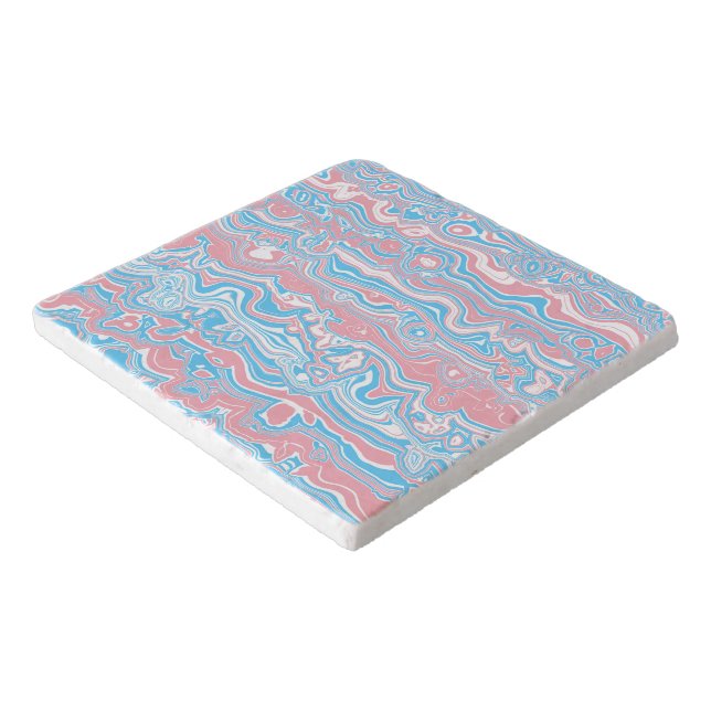 Trans Pride Flag Trippy Boho Groovy Wavy Stripes Trivet (Corner)