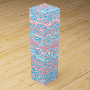 Trans Pride Flag Trippy Boho Groovy Wavy Stripes Wine Box