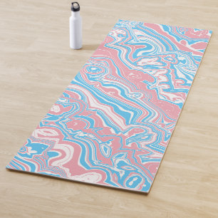 Trans Pride Flag Trippy Boho Groovy Wavy Stripes Yoga Mat