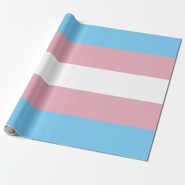 Trans Pride Flag Wrapping Paper (Unrolled)