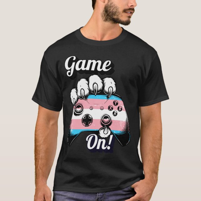 Trans Pride Game On Tiger Paw Controller Shirt 26 (Front)